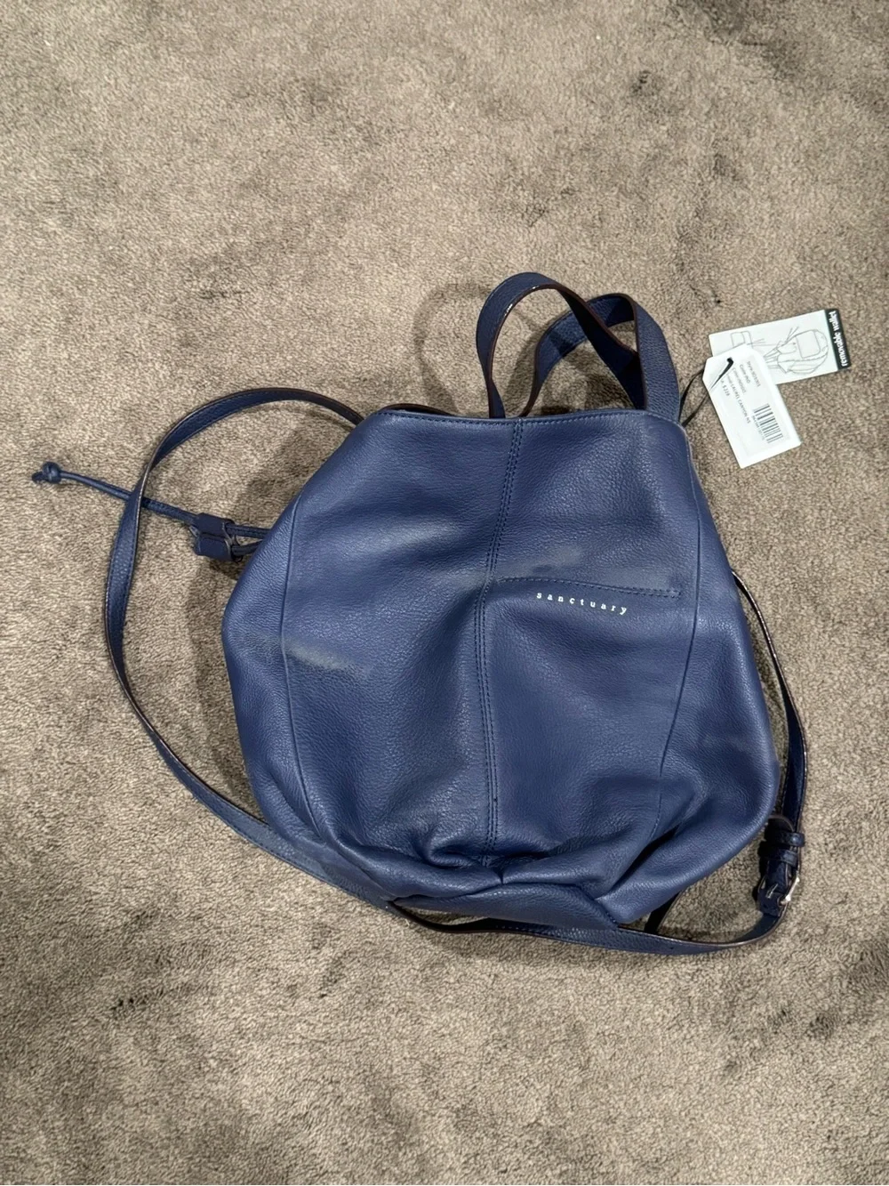 NWT Sanctuary “Laurel Canyon NS” Leather Purse Bucket Bag w/ Wallet - Indigo